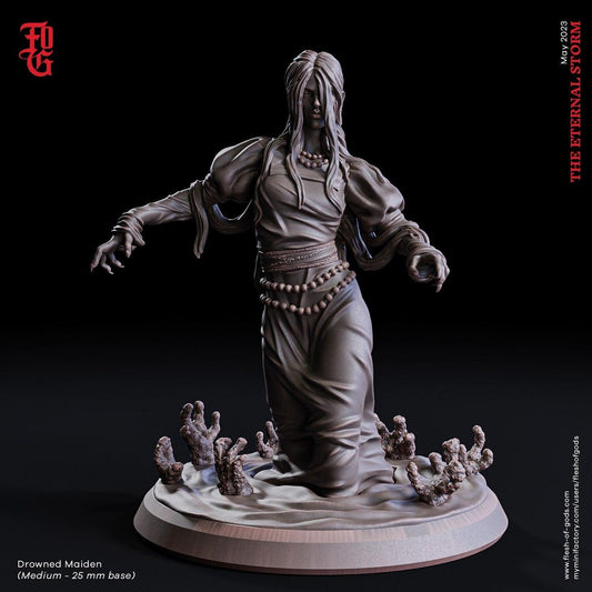 Drowned Maiden Miniature Female Ghost Figurine | 25mm base | DnD Miniature Dungeons and Dragons DnD 5e | undead female Miniature - Plague Miniatures shop for DnD Miniatures