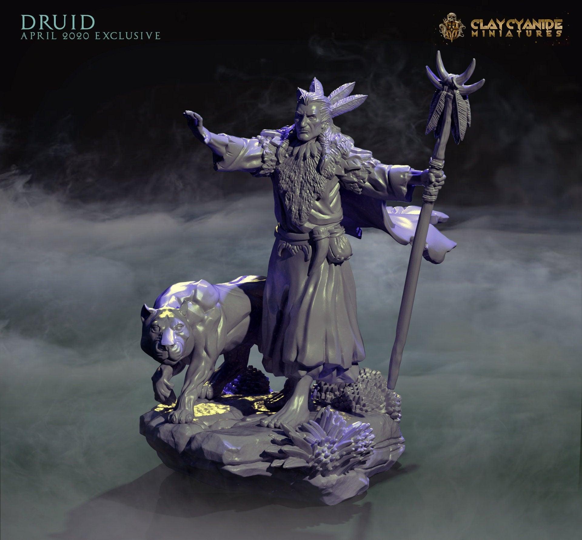Druid Miniature - Druid Figure Magic Miniature | DnD 5e Miniature for Dungeons and Dragons | 32mm Scale - Plague Miniatures shop for DnD Miniatures