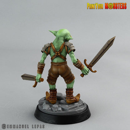 Dual Wielding Goblin Miniature | Goblinoid for Dungeons and Dragons - Plague Miniatures