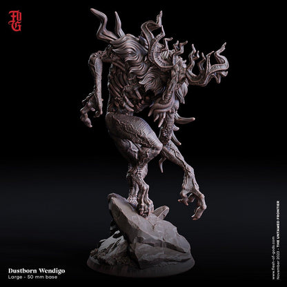 Dustborn Wendigo Miniature | Large Monstrosity Beast in the Wild West| 50mm Base - Plague Miniatures