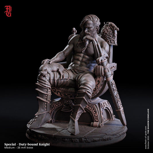 Duty-Bound DnD Knight Miniature | Honorable Human Knight Figurine | 32mm Scale - Plague Miniatures