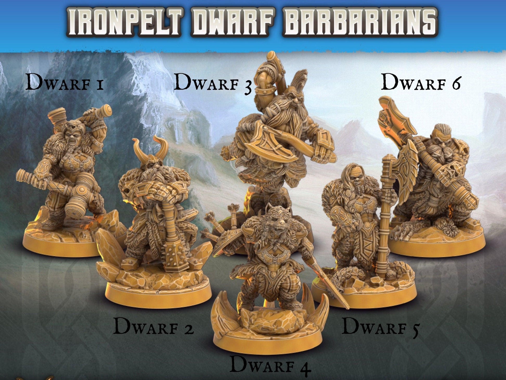Dwarf Barbarian Miniatures | Dragon's Forge | 28mm Scale | DnD Miniature | Dungeons and Dragons | Dungeon Master - Plague Miniatures shop for DnD Miniatures