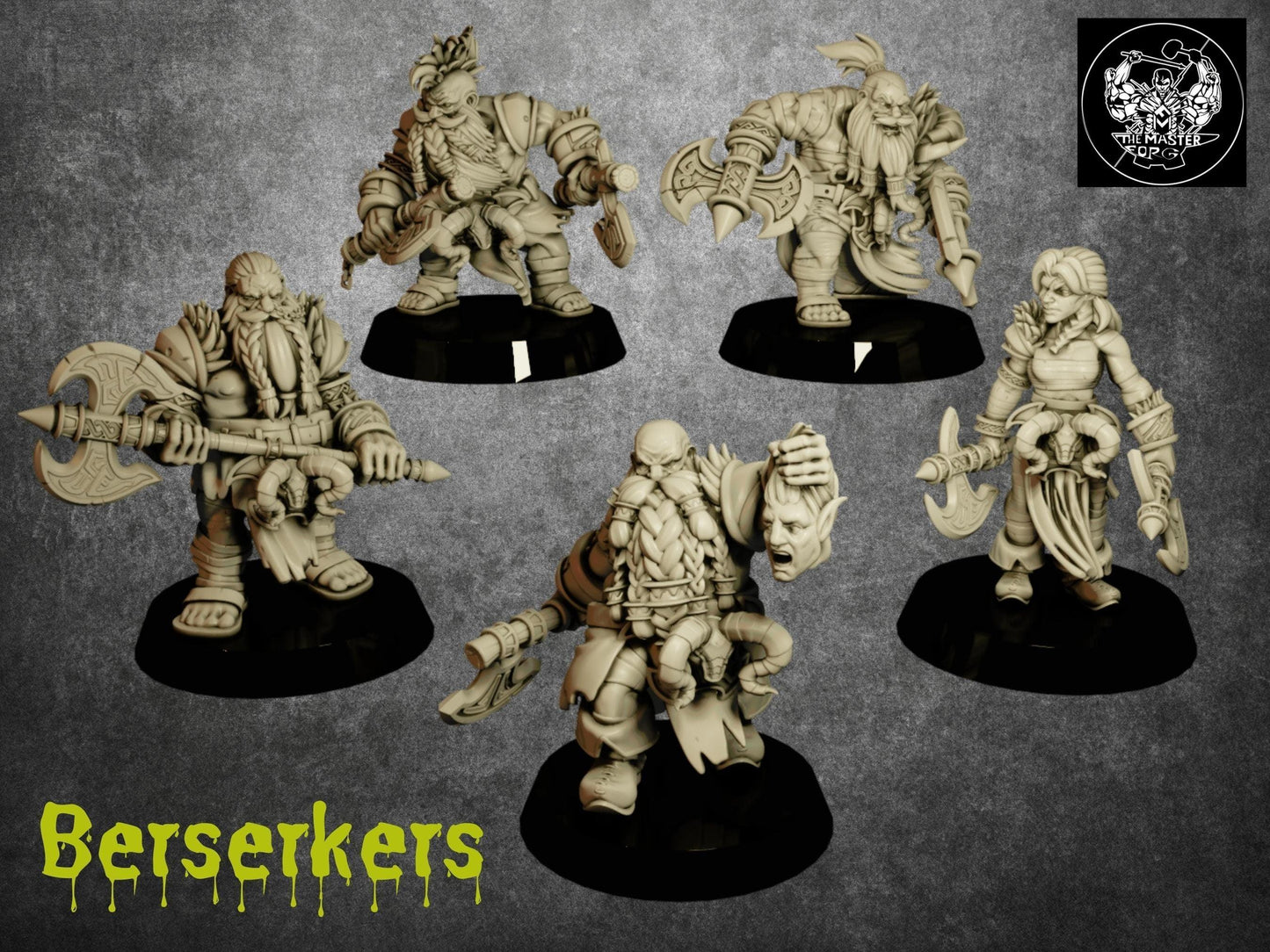 Dwarf Berserkers Miniatures | Fierce Warriors of the Dwarven Horde | 32mm Scale - Plague Miniatures