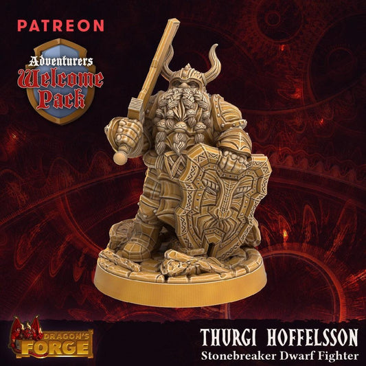 Dwarf Fighter Miniature w/ Shield | Dragon's Forge | 32mm Scale | DnD Miniature | Dungeons and Dragons | Dungeon Master - Plague Miniatures