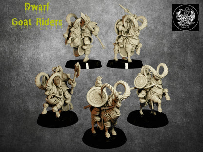 Dwarf Goat Rider Miniatures - 32mm scale Tabletop gaming DnD Miniature Dungeons and Dragons,dwarf warrior - Plague Miniatures shop for DnD Miniatures