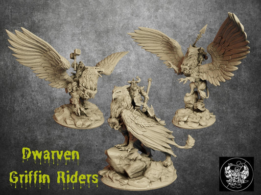 Dwarf Gryphon Rider Miniatures - 32mm scale Tabletop gaming DnD Miniature Dungeons and Dragons, fighter dwarf warrior dnd 5e - Plague Miniatures shop for DnD Miniatures