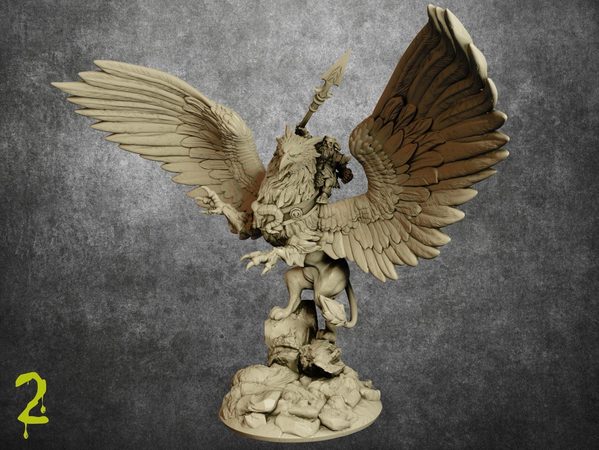 Dwarf Gryphon Rider Miniatures - 32mm scale Tabletop gaming DnD Miniature Dungeons and Dragons, fighter dwarf warrior dnd 5e - Plague Miniatures shop for DnD Miniatures