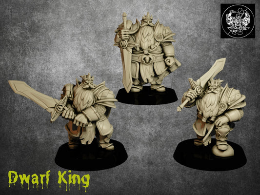 Dwarf King with Sword Miniature | Majestic Ruler of the Dwarven Kingdom | 32mm Scale - Plague Miniatures