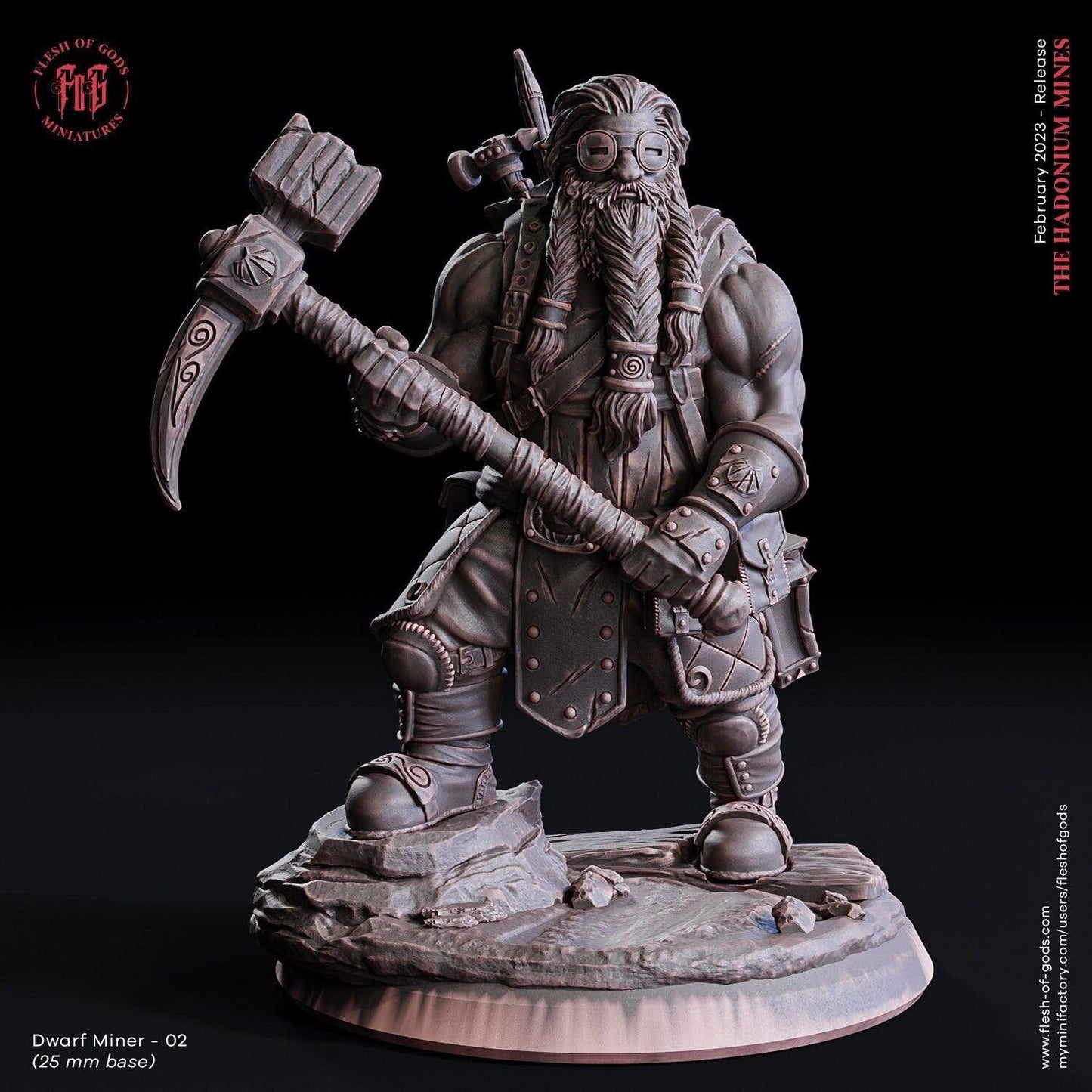 Dwarf Miner Miniature | Male Dwarven Figure | 32mm Scale - Plague Miniatures