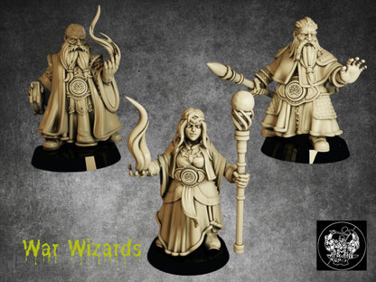 Dwarf War Wizards Miniature | Masters of Arcane Might in the Dwarven Legion | 32mm Scale - Plague Miniatures