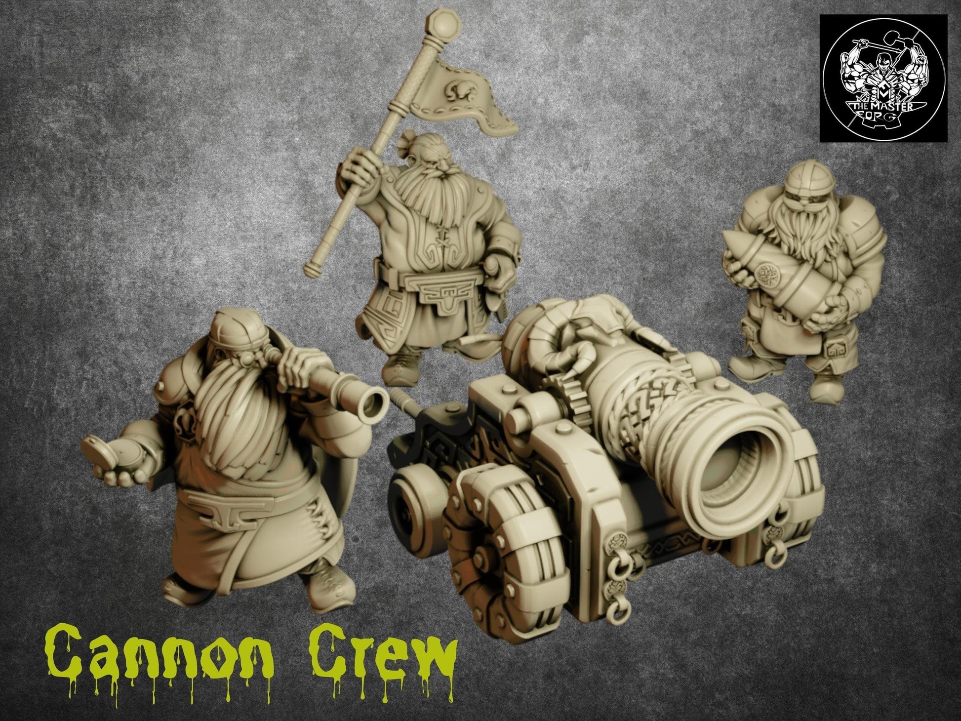 Dwarven Cannon Crew Miniatures | Masters of Artillery Wargaming Miniatures | 32mm Scale - Plague Miniatures