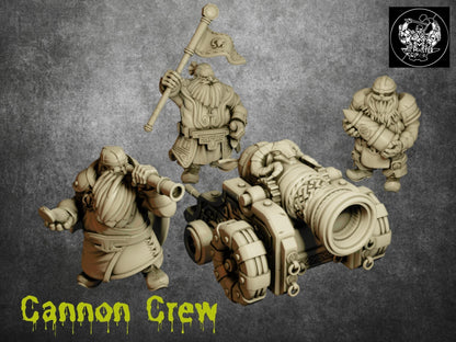 Dwarven Cannon Crew Miniatures | Masters of Artillery Wargaming Miniatures | 32mm Scale - Plague Miniatures