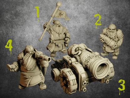 Dwarven Cannon Crew Miniatures | Masters of Artillery Wargaming Miniatures | 32mm Scale - Plague Miniatures