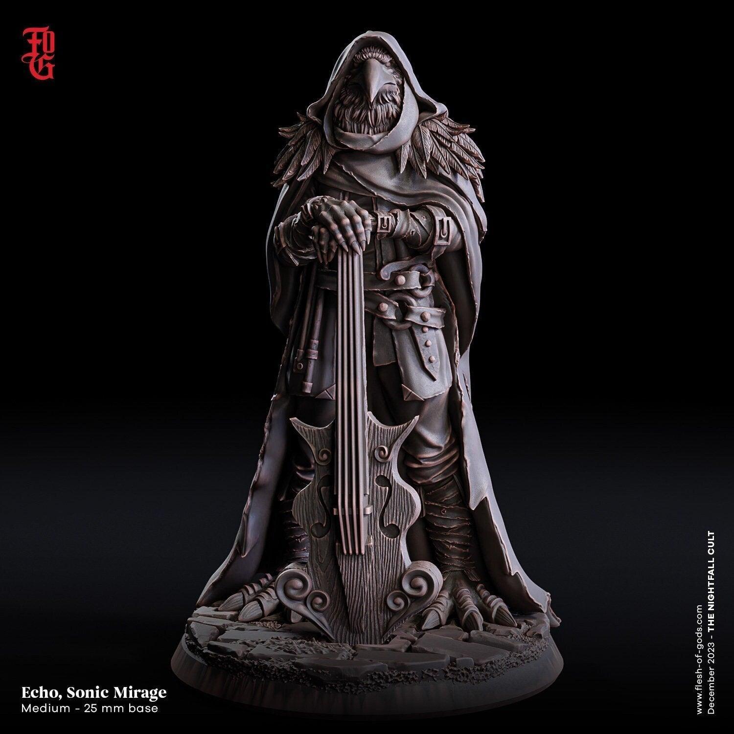Echo, Sonic Mirage Kenku Bard Miniature | Tabletop Gaming Figurine | 32mm Scale 75mm Scale - Plague Miniatures