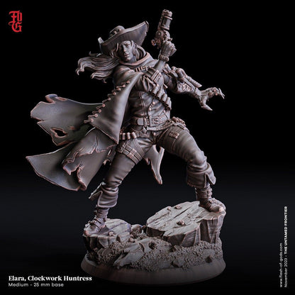 Elara, Clockwork Huntress Bust Female Gunslinger | Wild West Outlaw Statue | Gift for a DM - Plague Miniatures