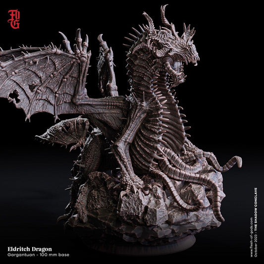 Eldritch Dragon Miniature | Large DnD Monster Figurine of Cosmic Power | 100mm Base - Plague Miniatures