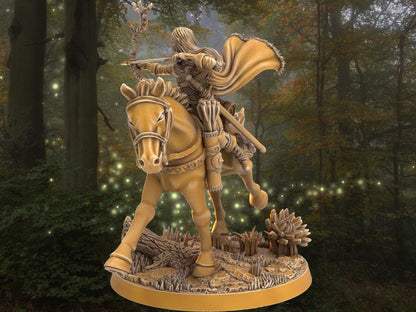 Elf Archer Miniature and his horse mount companion animal | 32mm Scale DnD 5e | DnD ranger | DnD Miniature | Dungeons and Dragon - Plague Miniatures