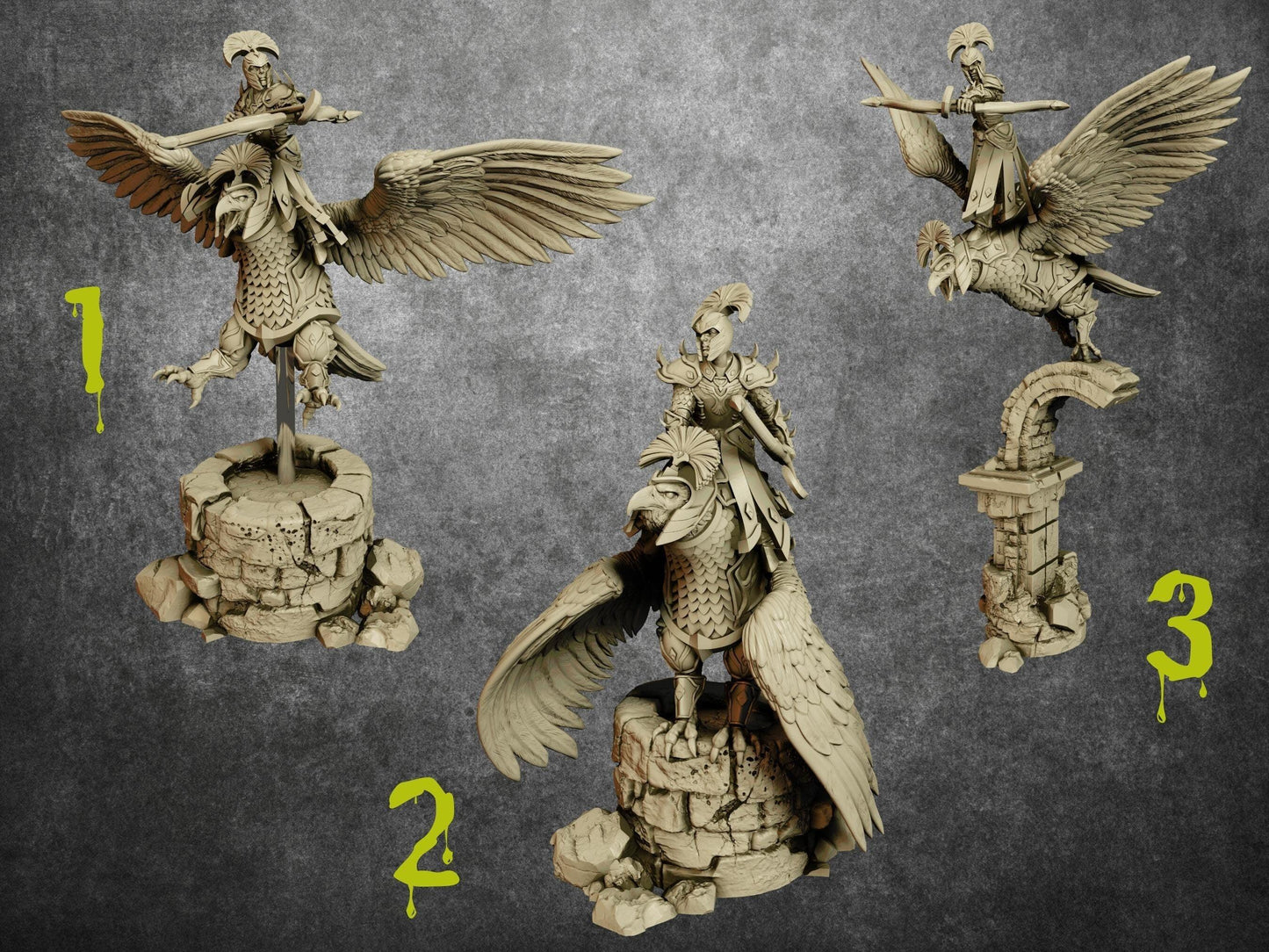 Elf Eagle Rider Miniature - 32mm scale Tabletop gaming DnD Miniature Dungeons and Dragons,elf archer ranger dnd 5e - Plague Miniatures shop for DnD Miniatures