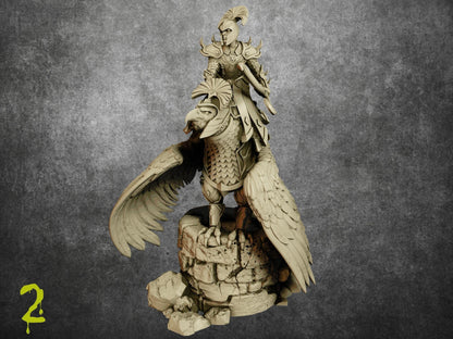 Elf Eagle Rider Miniature | Aerial Prowess in the Elven Skies | 32mm Scale - Plague Miniatures