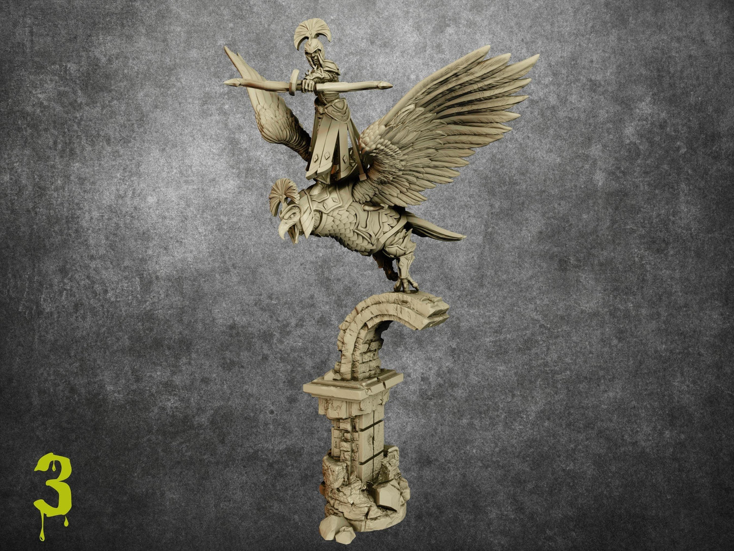 Elf Eagle Rider Miniature | Aerial Prowess in the Elven Skies | 32mm Scale - Plague Miniatures