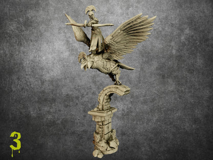 Elf Eagle Rider Miniature | Aerial Prowess in the Elven Skies | 32mm Scale - Plague Miniatures