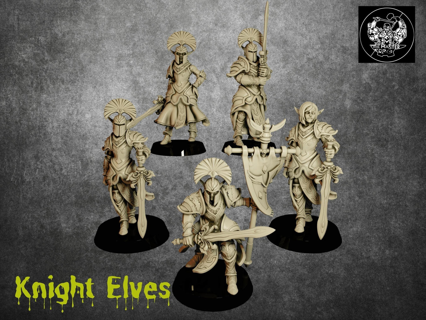 Elf Knight Miniature - 32mm scale Tabletop gaming DnD Miniature Dungeons and Dragons, elven elvish warriors elf knights - Plague Miniatures shop for DnD Miniatures