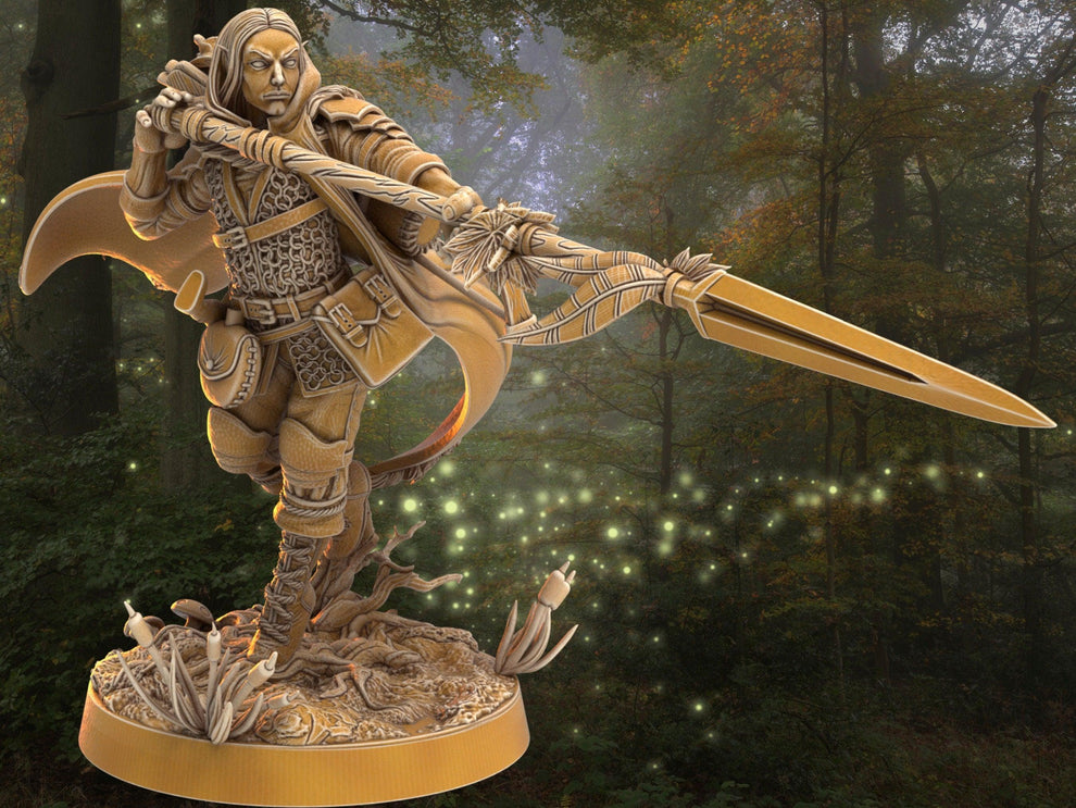 Elf Ranger Miniature - Lindrahil Tiligein | Dragon's Forge | 32mm DnD ...