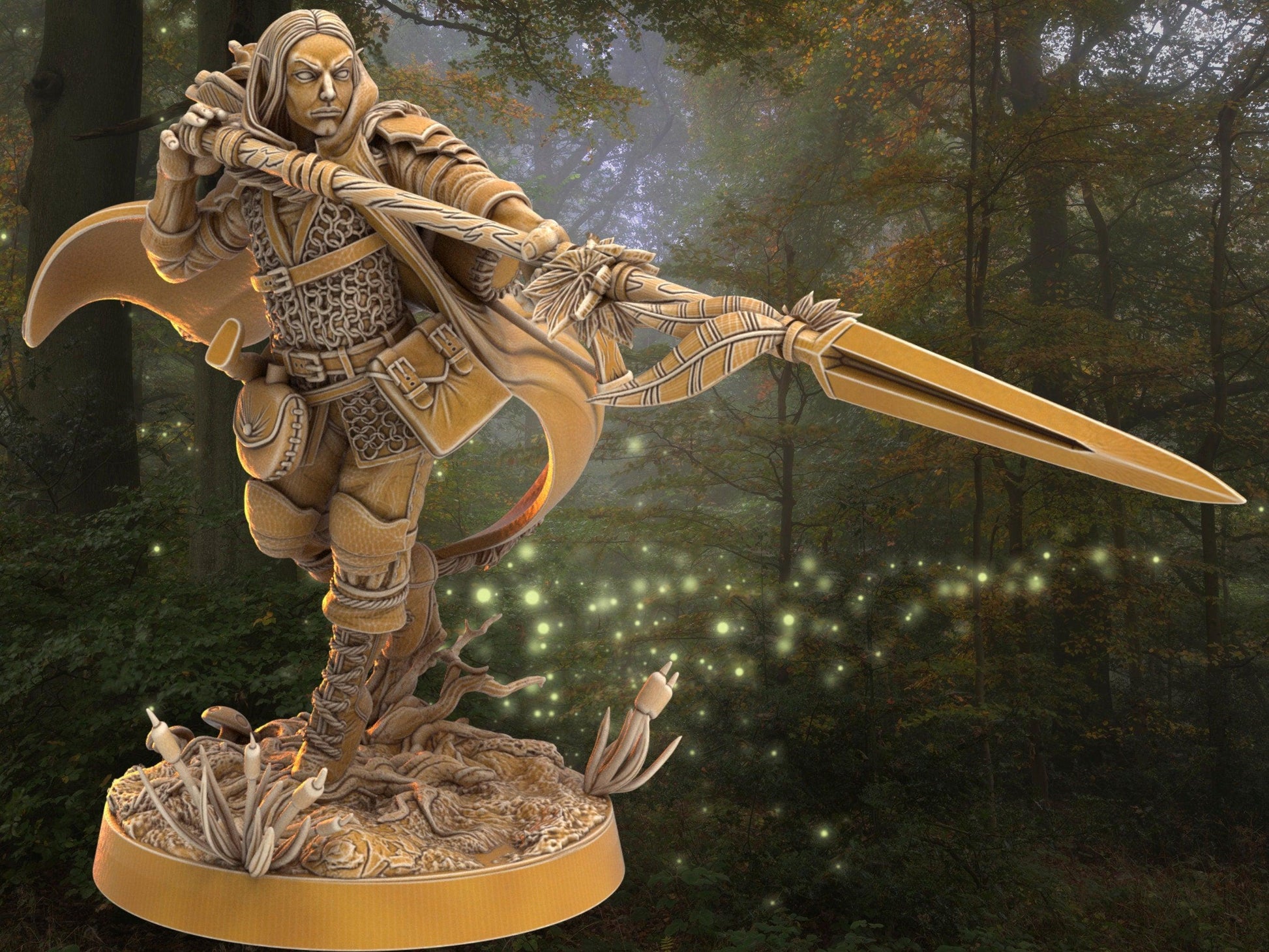 Elf Ranger Miniature - Lindrahil Tiligein | Dragon's Forge | 32mm DnD 5e | Tabletop Gaming DnD Miniature | Dungeons and Dragon - Plague Miniatures