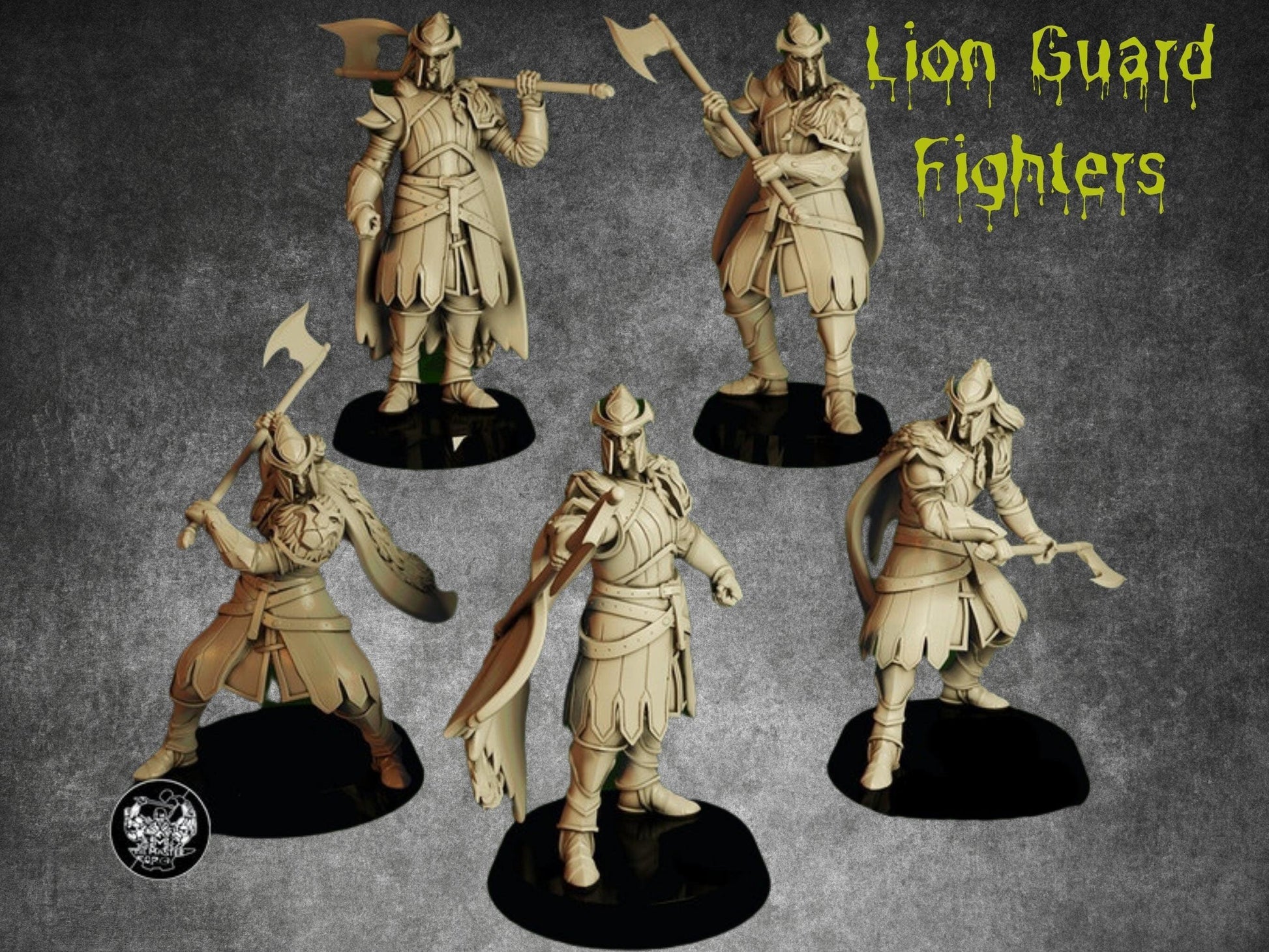 Elf Warrior Miniature Set | Armored Axe-Wielders in the Elven Legion | 32mm Scale - Plague Miniatures