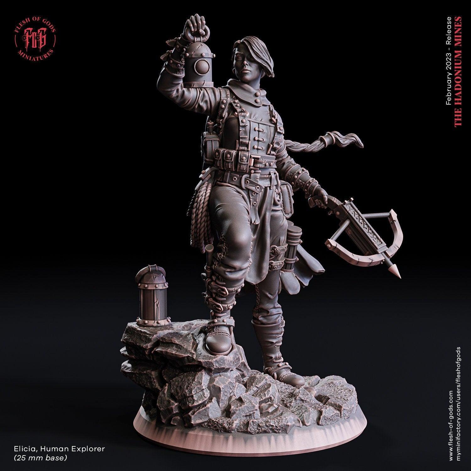 Elicia, Female Human Explorer Statue Bust | Adventurous DnD Decor - Plague Miniatures