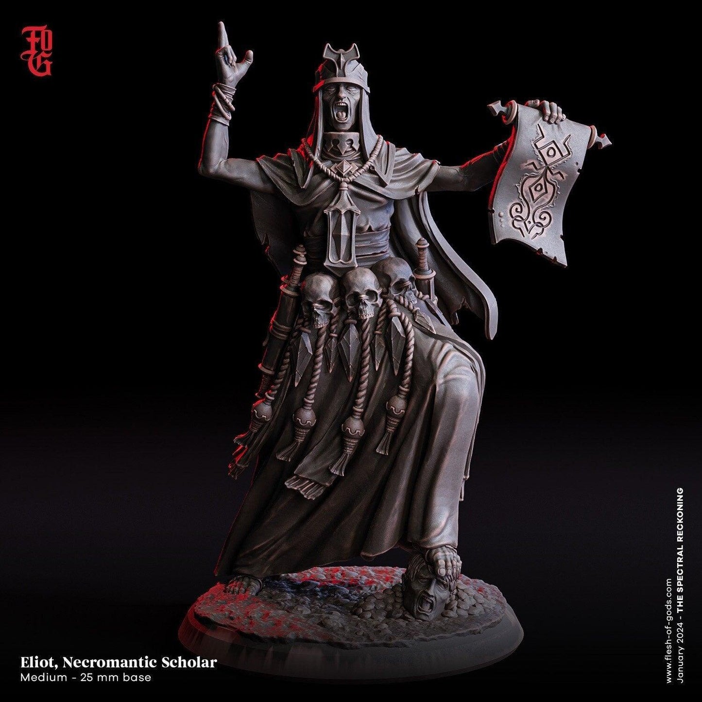 Eliot, Necromantic Scholar Miniature | DnD Necromancer NPC | 32mm Scale - Plague Miniatures