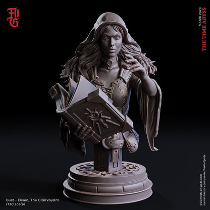 Elisen, Clairvoyant Female Bust | Divine Priestess Display for DnD Enthusiasts - Plague Miniatures