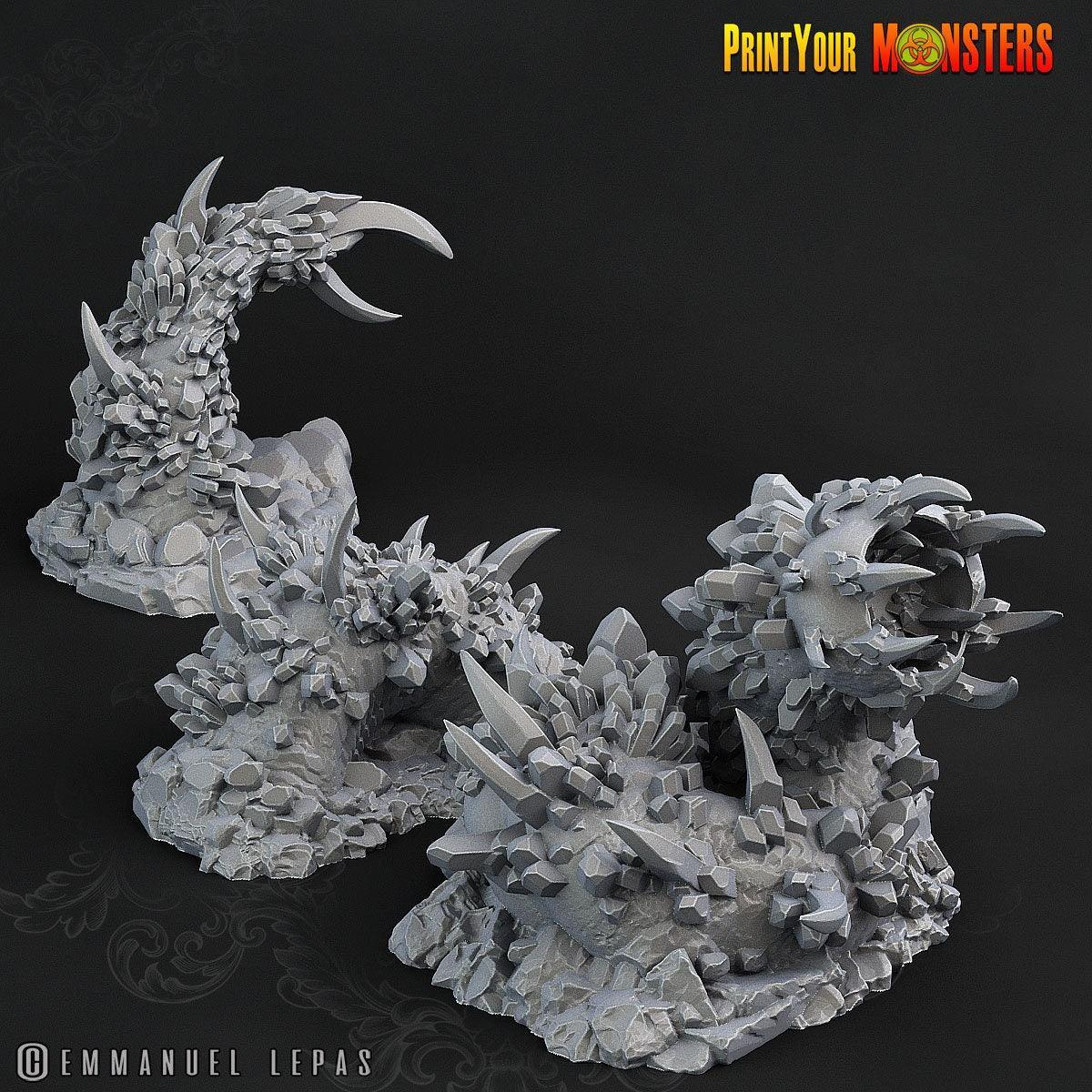 Emerald Worm Miniature | Rock Worm Monster for Dungeons and Dragons - Plague Miniatures