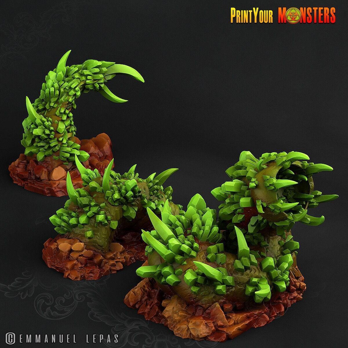 Emerald Worm Miniature | Rock Worm Monster for Dungeons and Dragons - Plague Miniatures