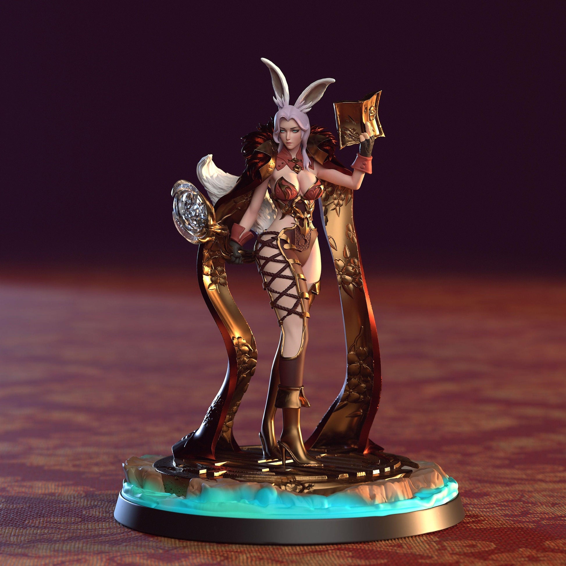 Enchantress Hareon Miniature | Beautiful Human with Bunny Ears Female Figurine | 32mm Scale - Plague Miniatures