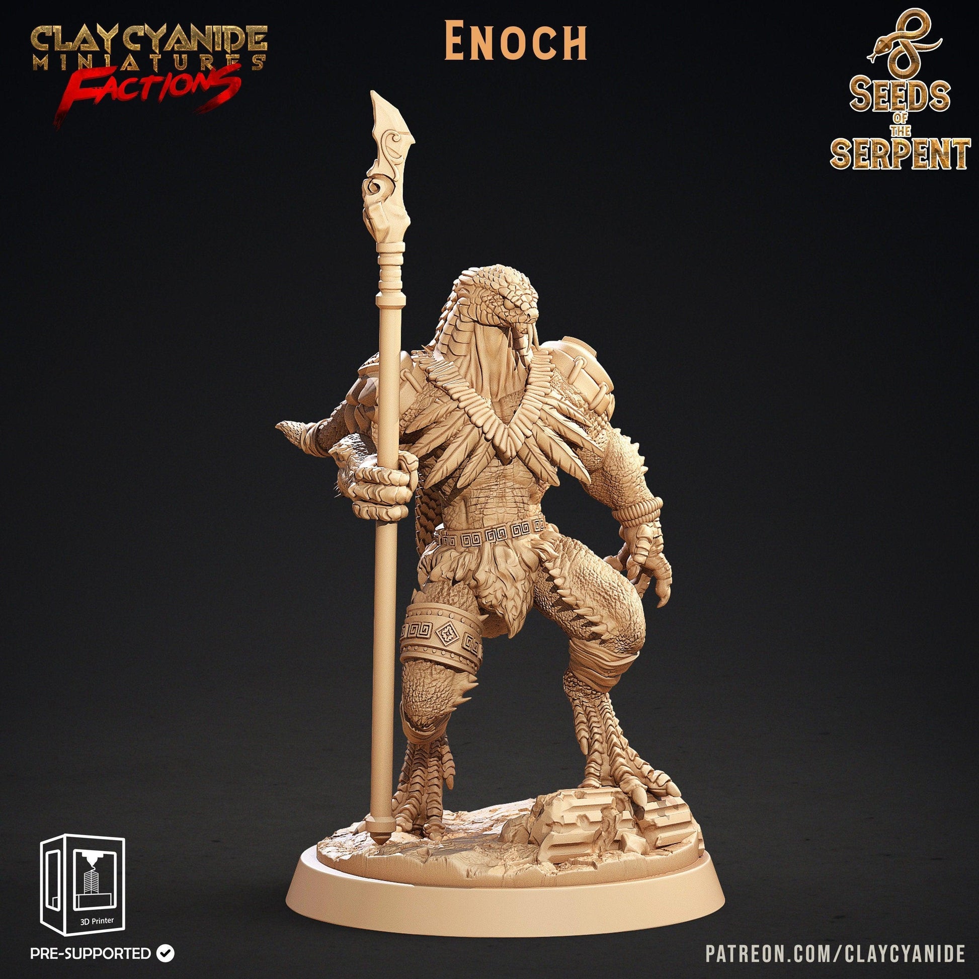 Enoch Yuan-Ti Warrior Miniature | Relentless Serpent Soldier | 32mm Scale - Plague Miniatures