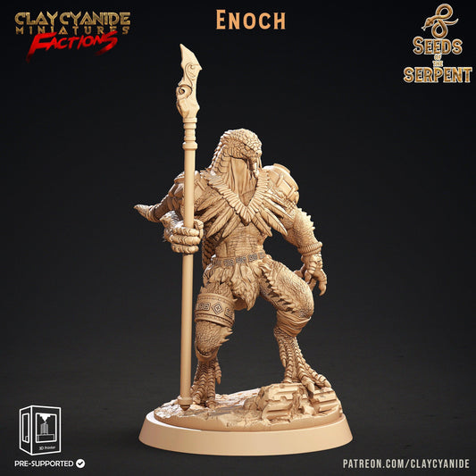 Enoch Yuan-Ti Warrior Miniature | Relentless Serpent Soldier | 32mm Scale - Plague Miniatures