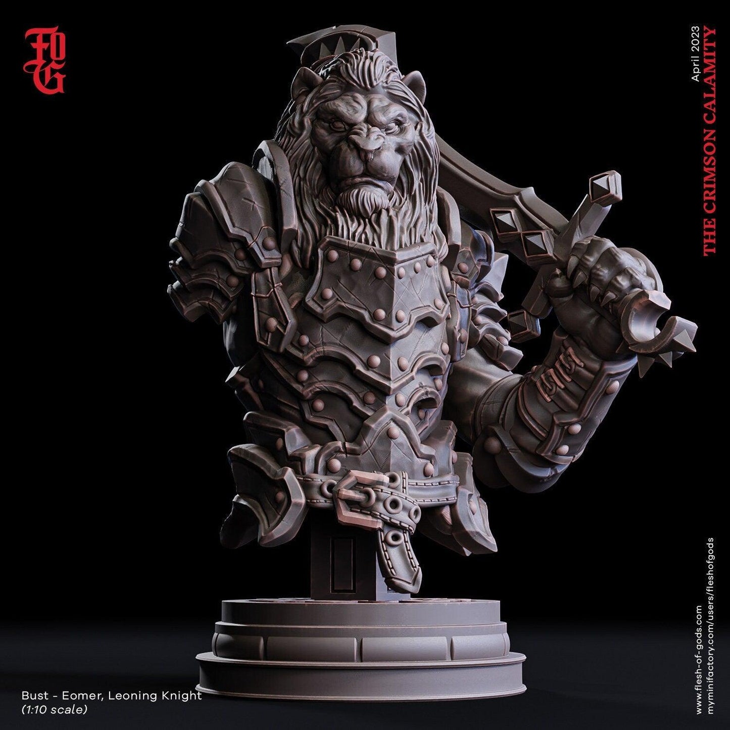 Eomar, Leonin Knight Miniature | Feline Valor in DnD Adventures | 32mm Scale or 75mm Scale - Plague Miniatures