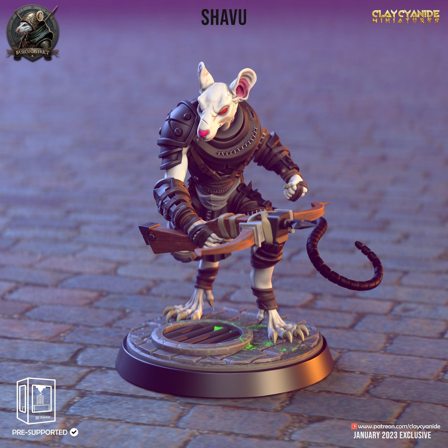 Estong, Burat Knight Skaven Miniature | Shield and Spear Warrior | 32mm Scale - Plague Miniatures