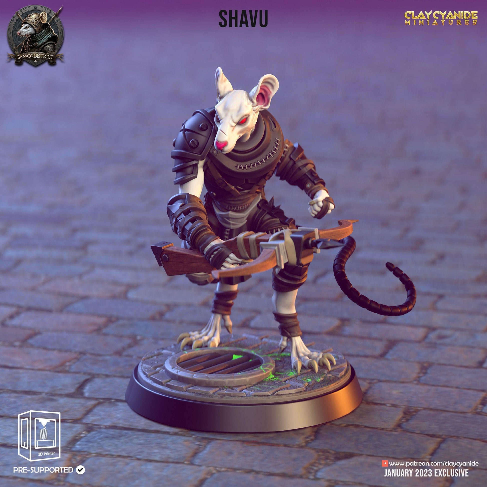 Estong, Burat Knight Skaven Miniature | Shield and Spear Warrior | 32mm Scale - Plague Miniatures