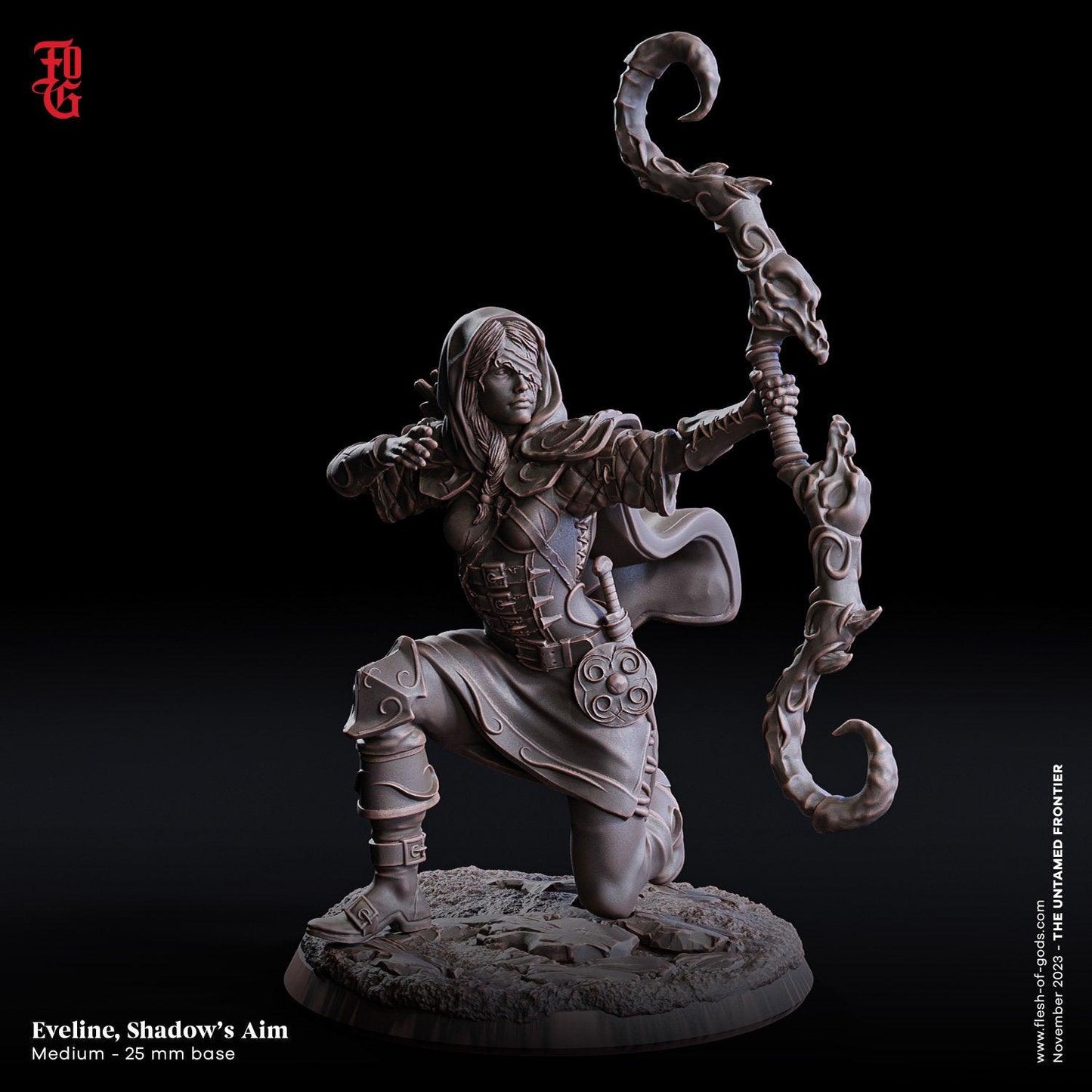 Eveline, Shadows Aim Miniature | Wild West Female Ranger Archer | 32mm Scale - Plague Miniatures