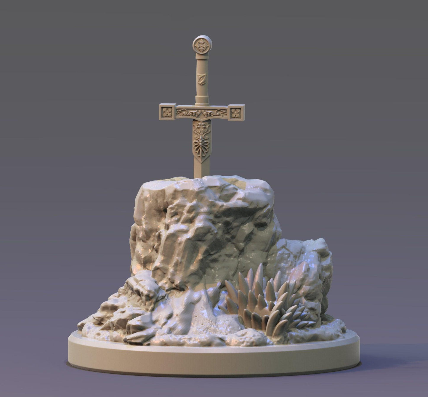 Excalibur Sword in Stone Miniature for DnD 5e | Tabletop Fantasy Decor and RPG Collectible | 32mm Scale - Plague Miniatures