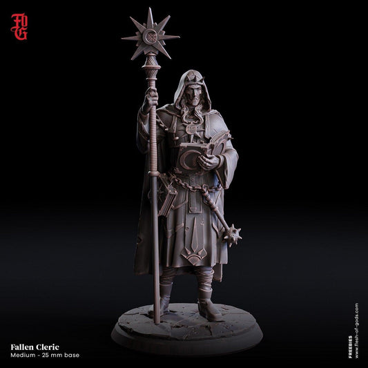 Fallen Cleric Miniature | Once a Healer, Now a Wielder of Shadows | 32mm Scale - Plague Miniatures