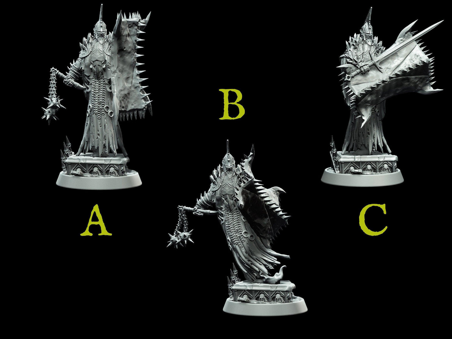 Fallen Crusader Miniature | 3 Poses | 28mm scale Tabletop gaming DnD Miniature Dungeons and Dragons, corrupted miniature dnd 5e - Plague Miniatures
