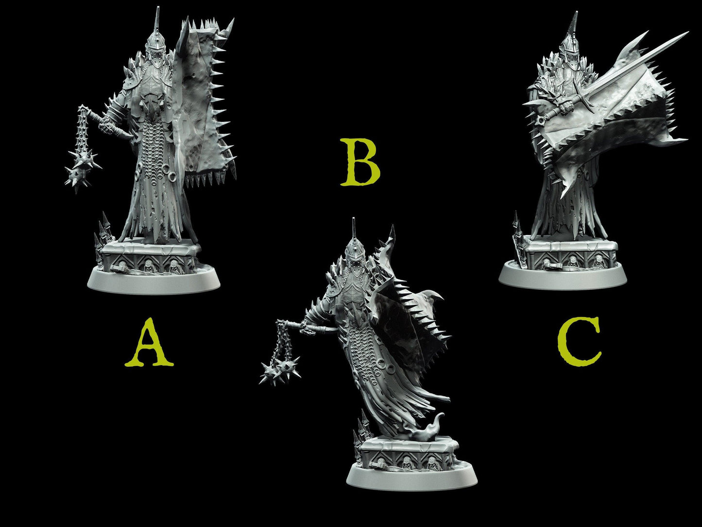 Fallen Crusader Miniature | 3 Poses | 28mm scale Tabletop gaming DnD Miniature Dungeons and Dragons, dnd monster manual - Plague Miniatures