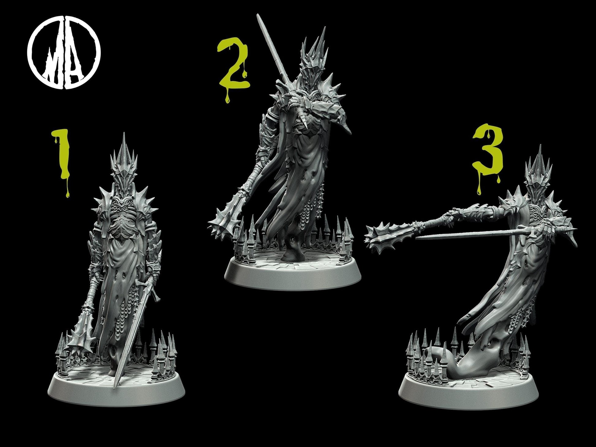 Fallen Wraithlord Miniature Skeleton Miniature - 3 Poses - 28mm scale Tabletop gaming DnD Miniature Dungeons and Dragons,dnd 5e - Plague Miniatures