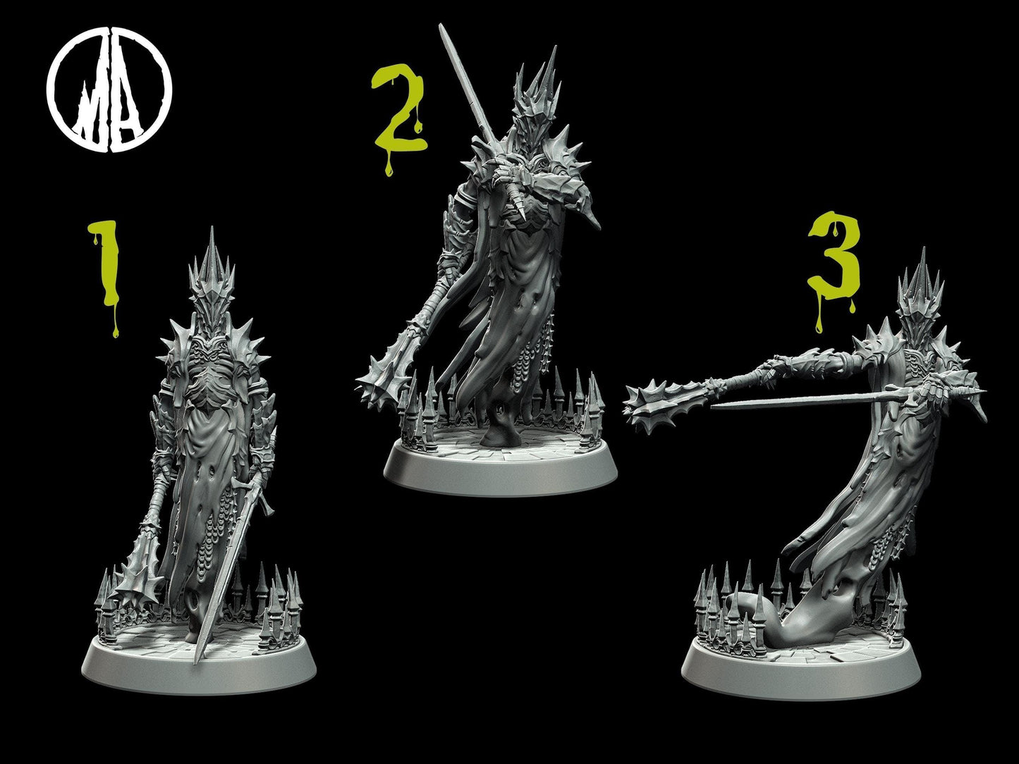 Fallen Wraithlord Miniature Undead miniature - 3 Poses - 28mm scale Tabletop gaming DnD Miniature Dungeons and Dragons,dnd 5e - Plague Miniatures