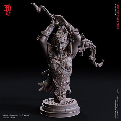 Feluria, Elf Oracle Bust | Mystic Seer Display for DnD Collectors - Plague Miniatures