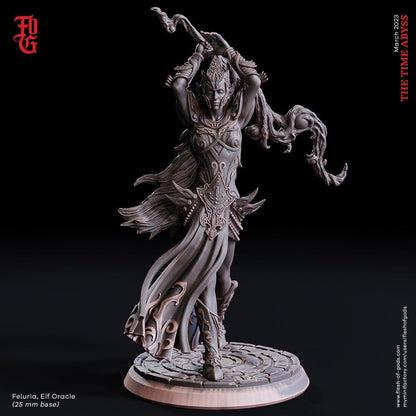 Feluria, Elf Oracle Miniature | Mystic Seer for DnD Adventures | 32mm Scale or 75mm Scale - Plague Miniatures