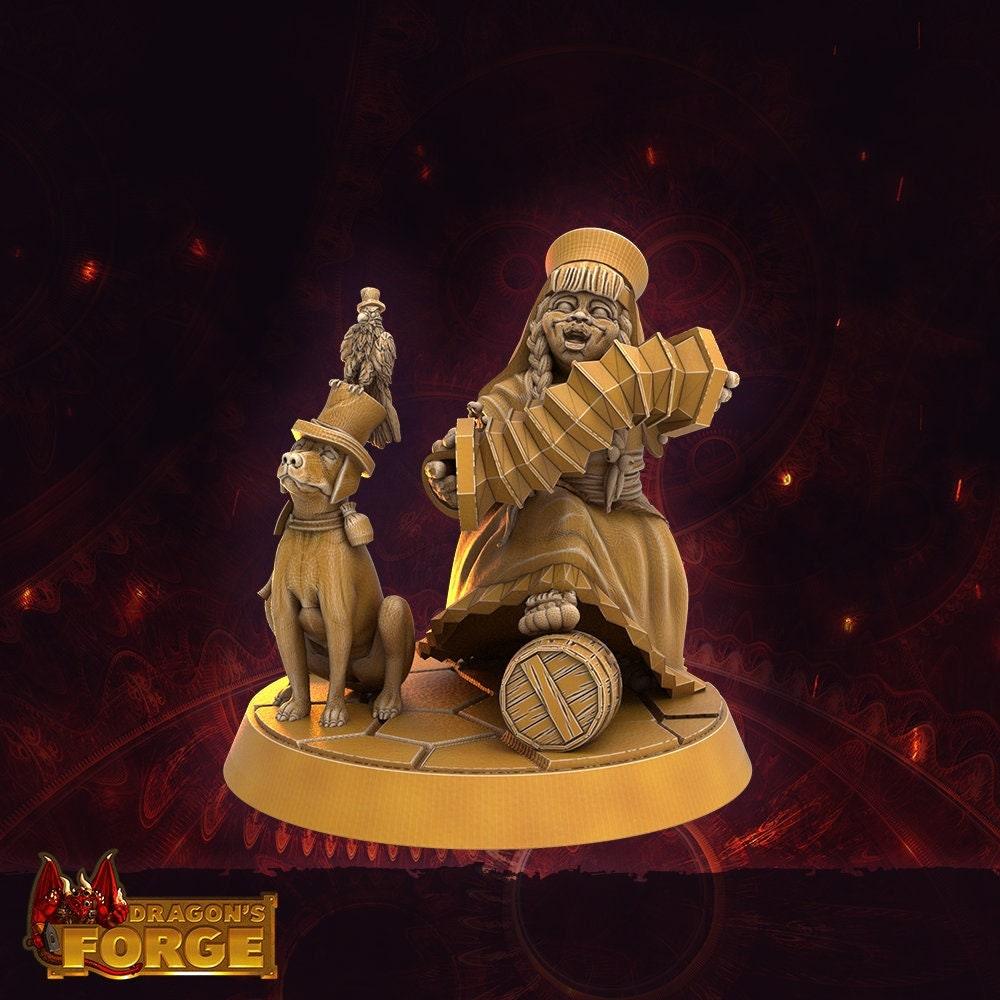 Female Halfling Bard Miniature with dog - 9 Poses - 32mm scale Tabletop gaming DnD Miniature Dungeons and Dragons, halfling bard dnd 5e - Plague Miniatures